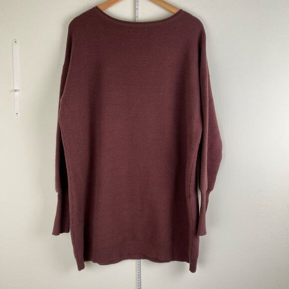 by Anthropologie Ribbed Knit Sweater Dress Size Large Pecan Brown Long Sleeve - Picture 6 of 10